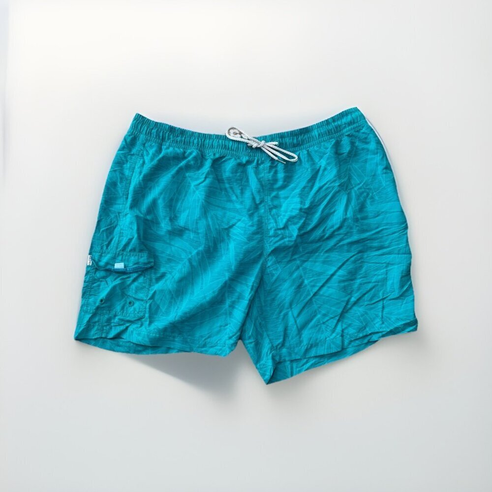 Tommy Bahama Mens XXL Tall Swim Trunks Teal Tropical Print Beach Shorts